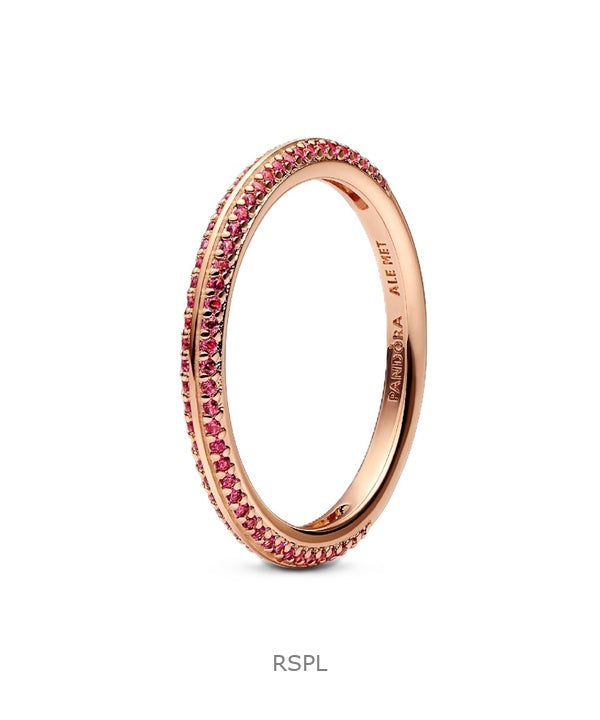Pandora Me Red Pave -sormus 14 karaatin ruusukullalla P-189679C02-54 naisille
