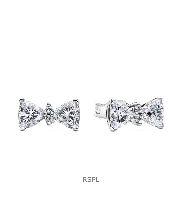 Pandora Sparkle Bow -nappikorvakoru kirkkaalla kuutiometrisellä zirkonialla P-293506C01 naisille