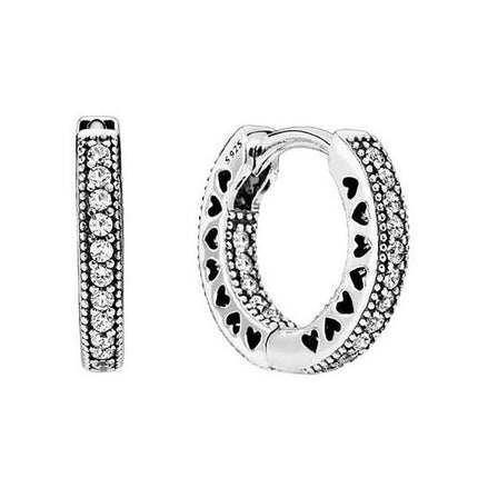 Pandora Pave Heart Hoop -korvakorut 296317CZ naisille