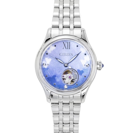 Citizen Limited Edition ruostumattomasta teräksestä valmistettu avosydänkuvioinen vaaleansininen kellotaulu, automaattinen PR1040-88N naisten kello