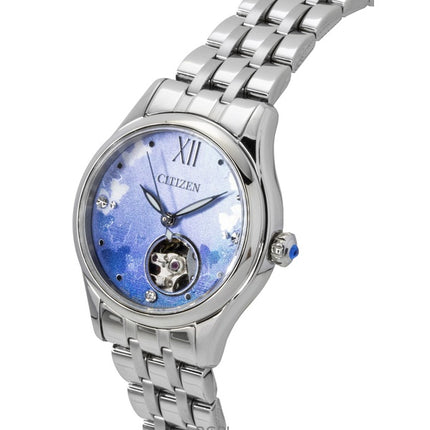 Citizen Limited Edition ruostumattomasta teräksestä valmistettu avosydänkuvioinen vaaleansininen kellotaulu, automaattinen PR1040-88N naisten kello