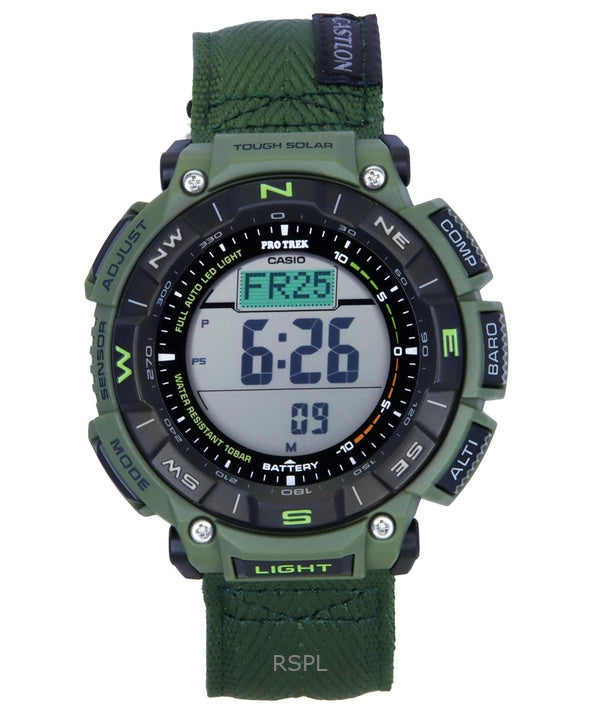 Casio Pro Trek Climber Line digitaalinen kangasranneke aurinkokennon näytöllä PRG-340B-3 100M miesten kello