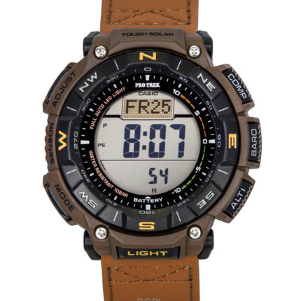 Casio Pro Trek Climber Line digitaalinen nahkaranneke aurinkokennon näytöllä PRG-340L-5 100M miesten kello
