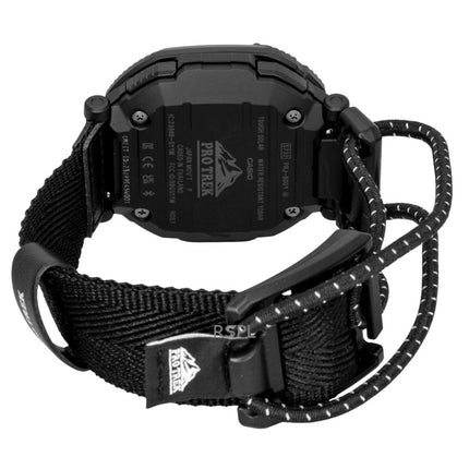 Casio Pro Trek analoginen digitaalinen älypuhelinlinkki kangasrannekkeella, musta kellotaulu, aurinkokello PRJ-B001B-1 100M miesten kello