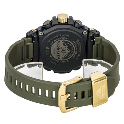 Casio Pro Trek analoginen digitaalinen 30-vuotisjuhlan biopohjainen hartsiranneke vihreällä kellotaululla aurinkokennolla PRW-61ANS-3 100M miesten kello