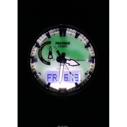 Casio Pro Trek analoginen digitaalinen biopohjainen hartsiranneke, valkoinen kellotaulu, aurinkokenno, PRW-61LD-3 100M miesten kello