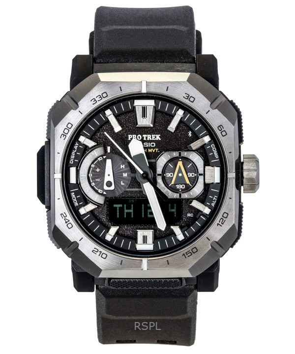 Casio Pro Trek analoginen digitaalinen älypuhelinlinkki musta kumiranneke musta kellotaulu aurinkokennolla PRW-B1000-1 100M miesten kello