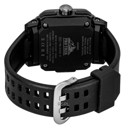 Casio Pro Trek analoginen digitaalinen älypuhelinlinkki musta kumiranneke musta kellotaulu aurinkokennolla PRW-B1000-1 100M miesten kello