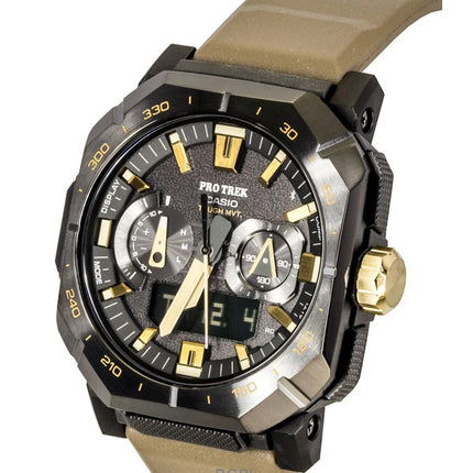 Casio Pro Trek analoginen digitaalinen älypuhelinlinkki ruskea kumiranneke musta kellotaulu aurinkokennolla PRW-B1000-5 100M miesten kello