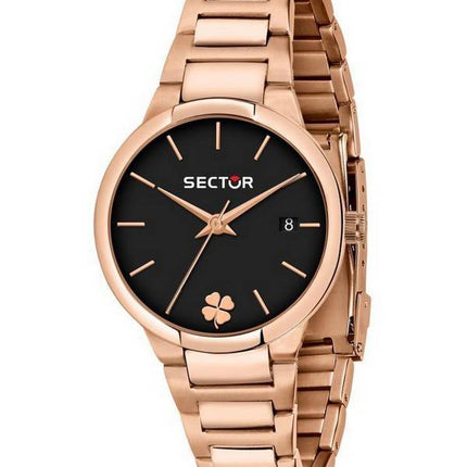 Sector 665 musta kellotaulu Rose Gold Sävy ruostumaton teräs kvartsi R3253524503 naisten kello