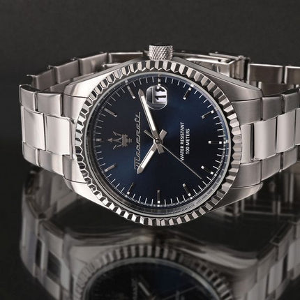 Maserati Competizione ruostumattomasta teräksestä valmistettu sininen kellotaulu kvartsi R8853100029 100M miesten kello