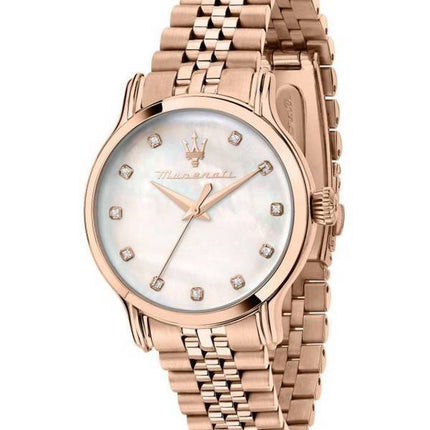 Maserati Epoca Diamond Accents Rose Gold Sävy ruostumaton teräs Mother Of Pearl Kellotaulu Quartz R8853118517 100M naisten kello