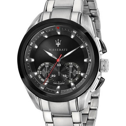 Maserati Traguardo Chronograph ruostumaton teräs musta kellotaulu kvartsi R8873612015 100M miesten kello