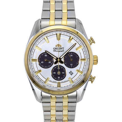 Orient Contemporary Chronograph kaksisävyinen ruostumattomasta teräksestä valmistettu valkoinen kellotaulu kvartsi RA-TX0302S miesten kello
