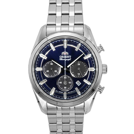 Orient Contemporary Chronograph ruostumattomasta teräksestä valmistettu laivastonsininen kellotaulu RA-TX0303L kvartsi miesten kello