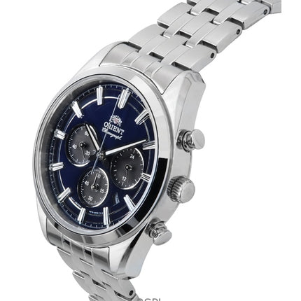 Orient Contemporary Chronograph ruostumattomasta teräksestä valmistettu laivastonsininen kellotaulu RA-TX0303L kvartsi miesten kello