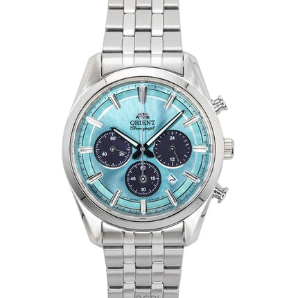 Orient Contemporary Chronograph ruostumattomasta teräksestä valmistettu taivaansininen kellotaulu kvartsi RA-TX0304L miesten kello