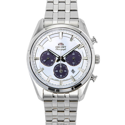 Orient Contemporary Chronograph ruostumattomasta teräksestä valmistettu valkoinen kellotaulu kvartsi RA-TX0305S miesten kello