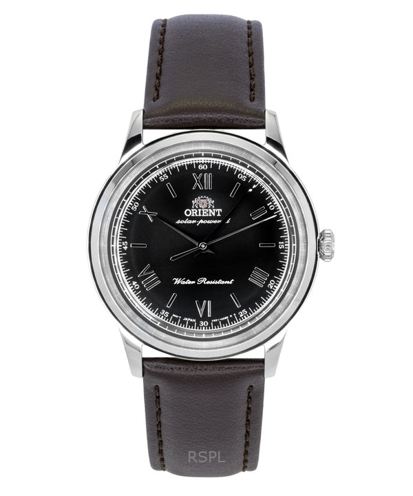Orient Bambino RA-WK0004L nahkaranneke, musta kellotaulu, aurinkokello, miesten kello