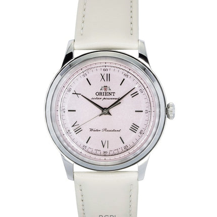 Orient Bambino RA-WK0005P -nahkaranneke, pinkki kellotaulu, aurinkokello, miesten kello