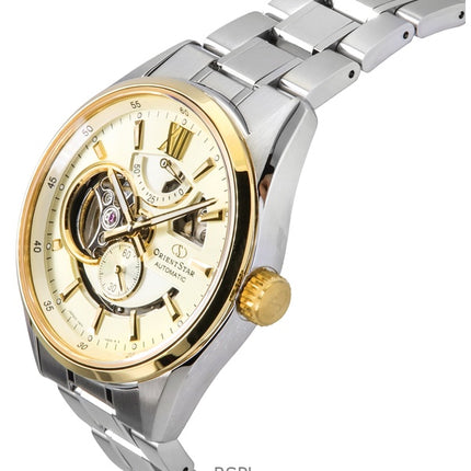 Orient Star Contemporary ruostumattomasta teräksestä valmistettu luuranko samppanjakelloautomaatti RE-AV0124G 100M miesten kello