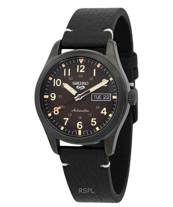 Kunnostettu Seiko 5 Sports Field Collection -nahkahihnalla, ruskealla kellotaululla, automaattinen SRPG41K1 100M miesten kello
