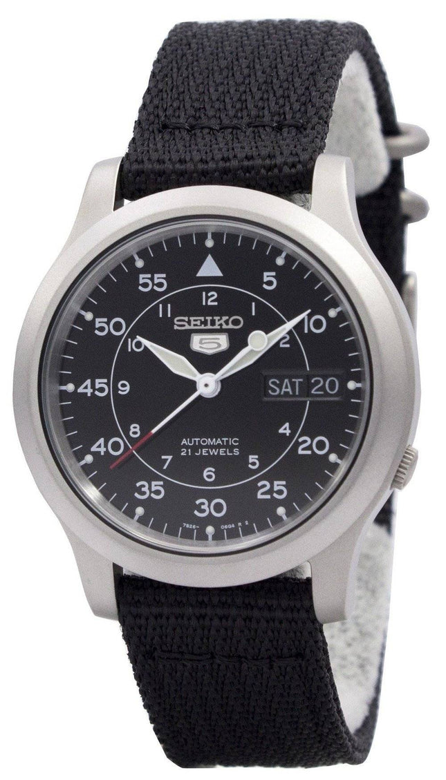 Kunnostettu Seiko 5 Military Black Dial Automatic SNK809K2 miesten kello