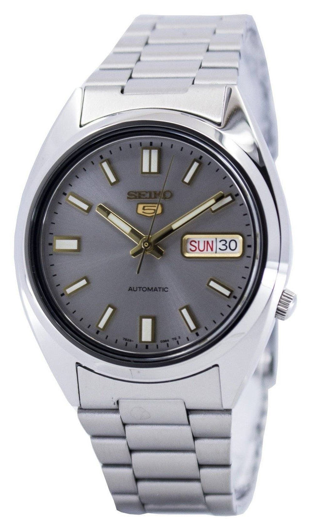 Kunnostettu Seiko 5 harmaalla kellotaululla varustettu automaattinen SNXS75K1 miesten kello