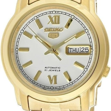 Kunnostettu Seiko 5 valkoinen soittaa automaattinen 21 jalokiveä SNKK84K1 miesten kello