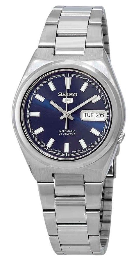 Kunnostettu Seiko ruostumattomasta teräksestä valmistettu sininen kellotaulu automaattinen SNKC51J1 miesten kello