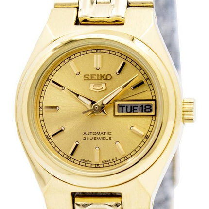 Kunnostettu Seiko 5 Gold Dial Automatic 21 Jewel SYMA04K1 naisten kello