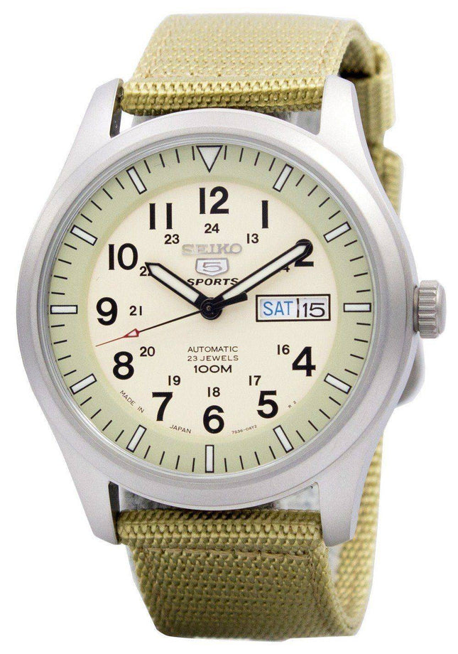 Kunnostettu Seiko 5 Military Automatic Sports Japanissa valmistettu SNZG07J1 miesten kello