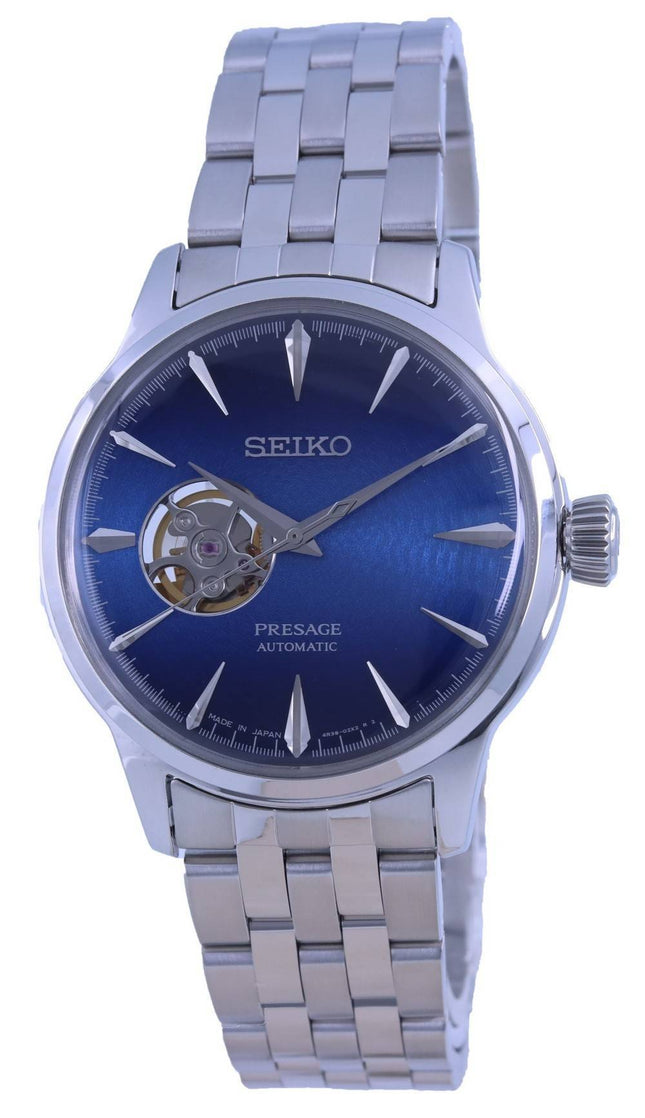 Kunnostettu Seiko Presage Cocktail Time Blue Acapulco Open Heart Automatic SSA439J1 miesten kello