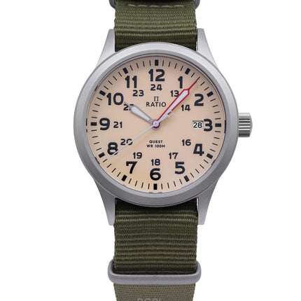 Ratio Quest miesten kenttäkello Sapphire Nylon Ranneke Quartz RTQ011 100M Lewis &amp, Clark Edition
