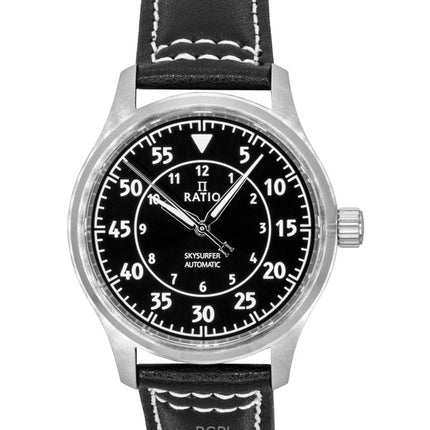 Ratio Skysurfer Pilot Musta Sunray Kellotaulu Nahka Automaattinen RTS321 200M Miesten kello