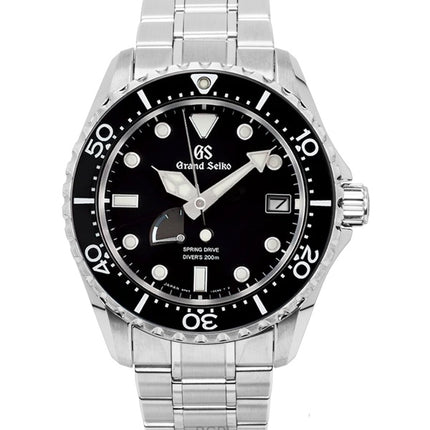 Grand Seiko Sport Spring Drive ruostumattomasta teräksestä valmistettu musta kellotaulu automaattinen sukeltajan SBGA461G 200M miesten kello