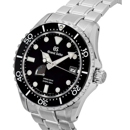 Grand Seiko Sport Spring Drive ruostumattomasta teräksestä valmistettu musta kellotaulu automaattinen sukeltajan SBGA461G 200M miesten kello