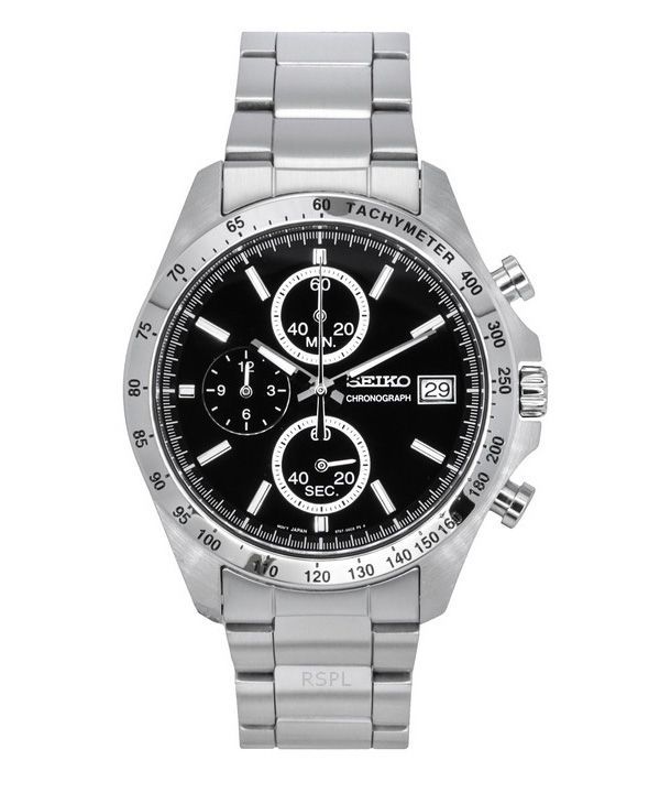 Seiko Spirit Chronograph ruostumaton teräs musta kellotaulu kvartsi SBTR005 100M miesten kello
