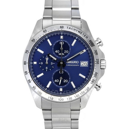 Seiko Spirit Chronograph ruostumaton teräs sininen kellotaulu kvartsi SBTR023 100M miesten kello