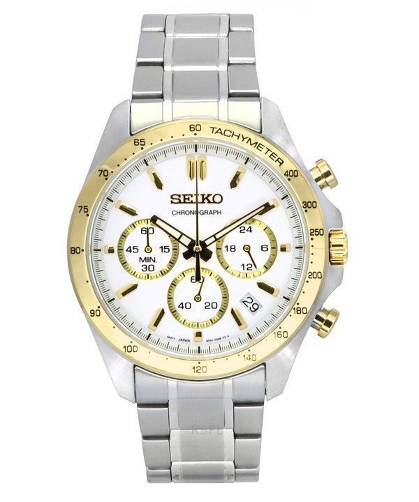 Seiko Spirit Chronograph ruostumattomasta teräksestä valkoinen kellotaulu kvartsi SBTR024 100M miesten kello