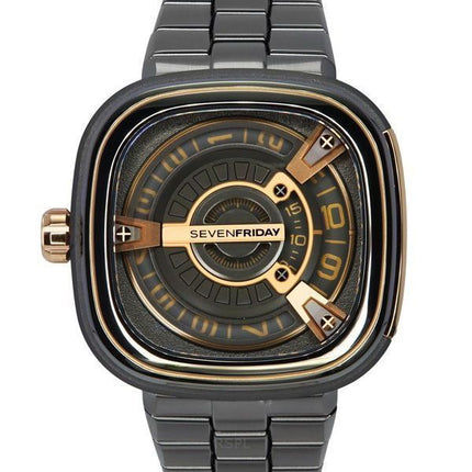 Sevenfriday M-sarjan ruostumattomasta teräksestä valmistettu musta kellotaulu automaattinen M2/02M SF-M2-02M miesten kello