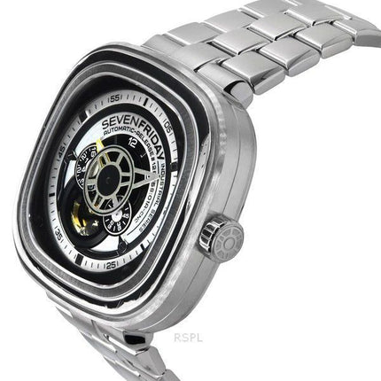 Sevenfriday P-Series NFC mustavalkoinen avoin sydänkello, automaattinen P1B/01M SF-P1B-01M miesten kello