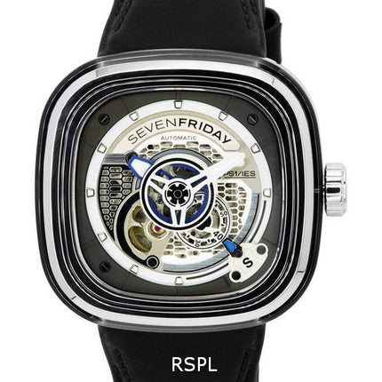 Sevenfriday P-sarjan harmaa luurankokellotaulu, automaattinen PS1/01 SF-PS1-01 miesten kello