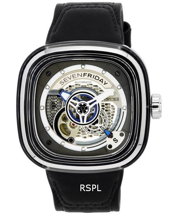 Sevenfriday P-sarjan harmaa luurankokellotaulu, automaattinen PS1/01 SF-PS1-01 miesten kello