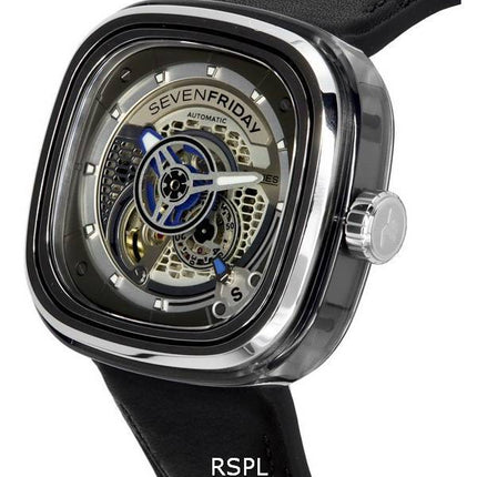 Sevenfriday P-sarjan harmaa luurankokellotaulu, automaattinen PS1/01 SF-PS1-01 miesten kello