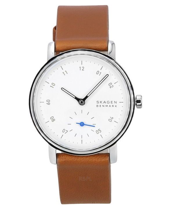 Skagen Kuppel Lille Ruskea nahkaranneke valkoinen kellotaulu kvartsi SKW3103 naisten kello