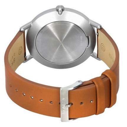 Skagen Kuppel ruskea nahkaranneke Sininen kellotaulu kvartsi SKW6888 miesten kello