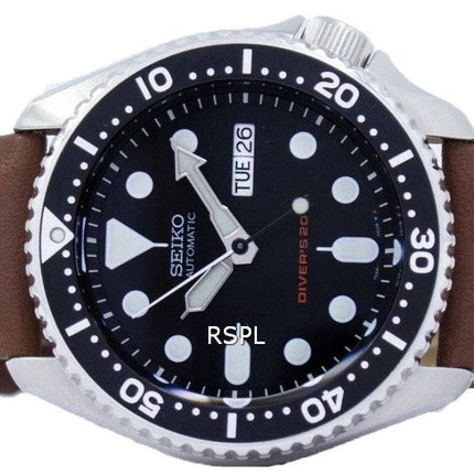 Seiko automaattinen Diver 200M suhde ruskea nahka SKX007K1 LS12 Miesten Watch