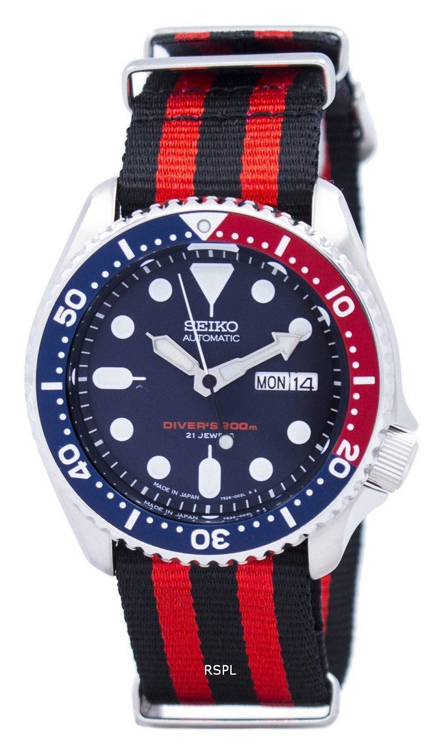 Seiko automaattinen Diver 200M Naton hihna SKX009J1 NATO3 Miesten kello