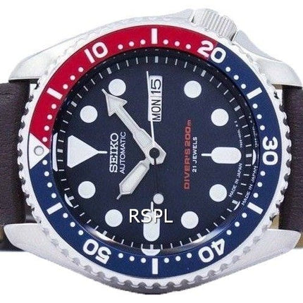 Seiko automaattinen Diver suhde tumma ruskea nahka SKX009J1 LS11 200M Miesten Kello